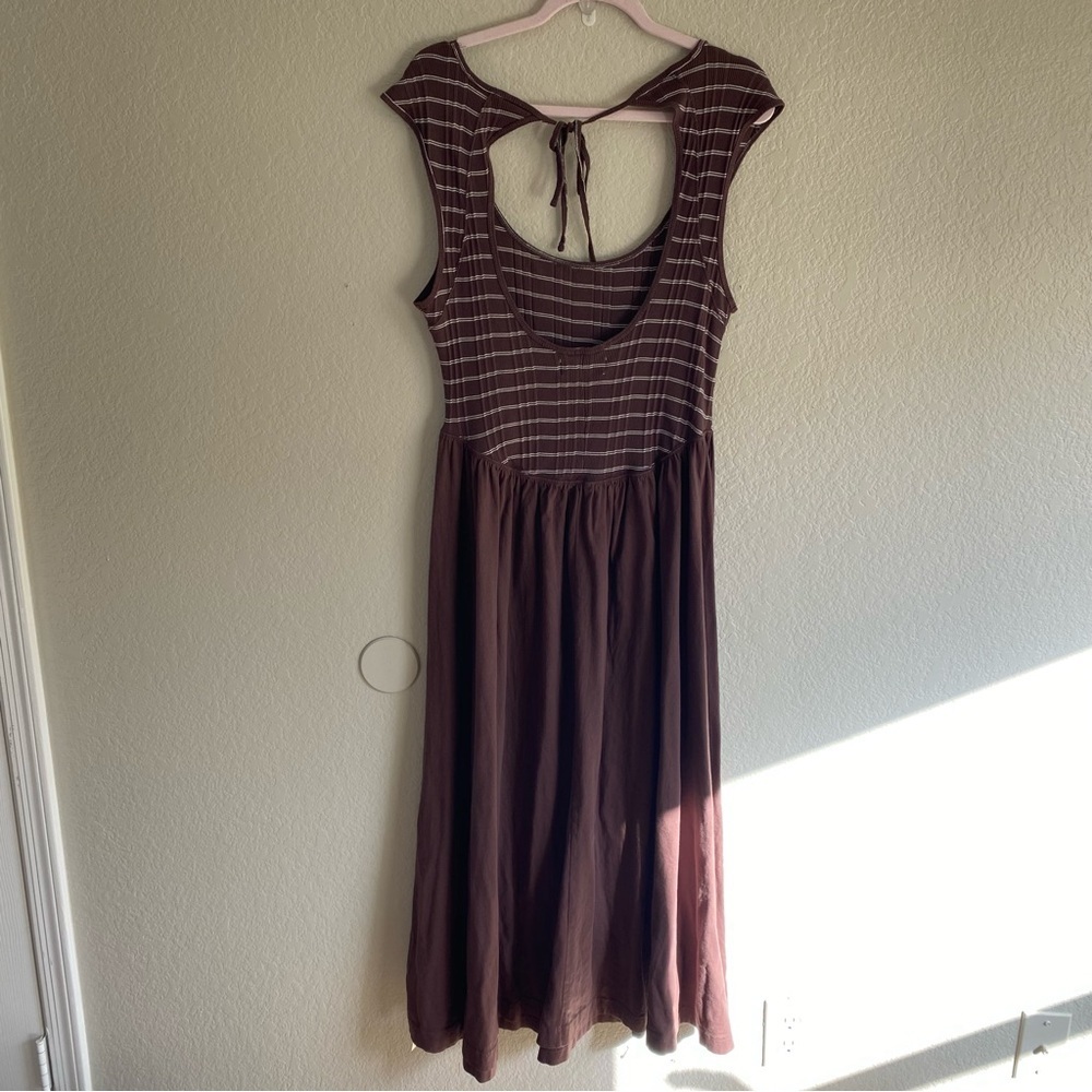 NEW Free People Beach Alana Open-Back Striped Brown Midi - Picture 6 of 10